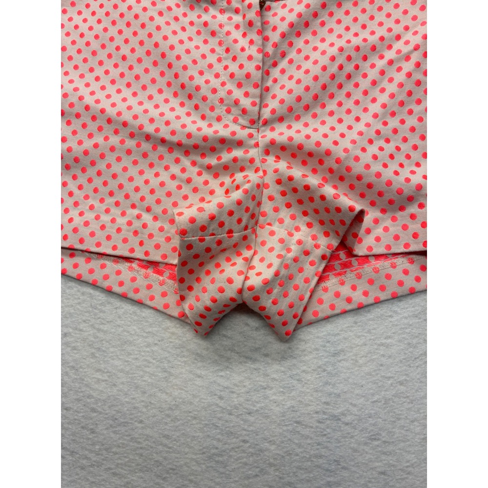 J.Crew Polka Dot Scalloped Hem Shorts Preppy Retro Textured Size 10 Pink Orange - Picture 6 of 9